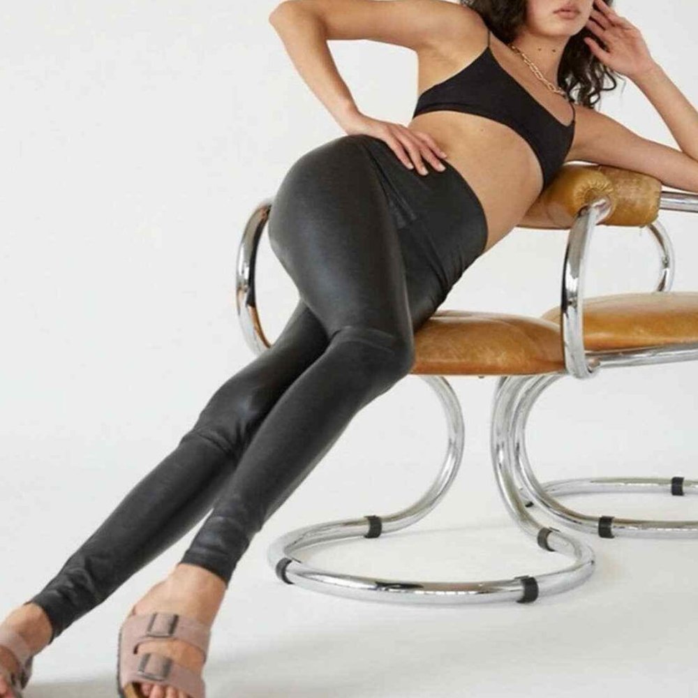 WILFRED FREE Daria HIGH RISE Black Vegan Leather LEGGING PANTS!